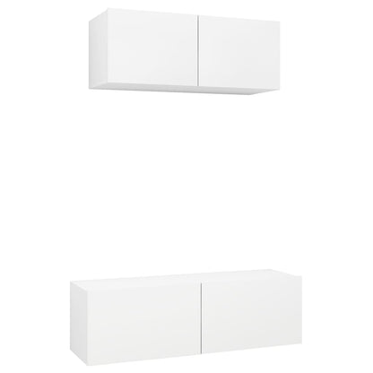 3078702 vidaXL 2 Piece TV Cabinet Set White Engineered Wood (801472+801481)