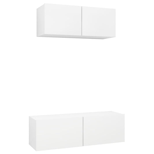 3078702 vidaXL 2 Piece TV Cabinet Set White Engineered Wood (801472+801481)