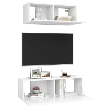 3078702 vidaXL 2 Piece TV Cabinet Set White Engineered Wood (801472+801481)