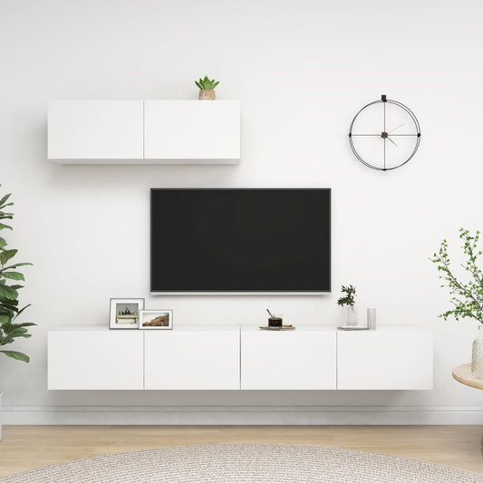 3078703 vidaXL 3 Piece TV Cabinet Set White Engineered Wood (801481+801481x2)