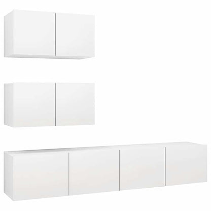 3078710 vidaXL 4 Piece TV Cabinet Set White Engineered Wood (804509+801472x2)