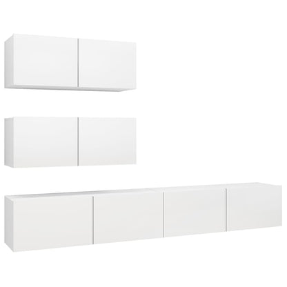 3078711 vidaXL 4 Piece TV Cabinet Set White Engineered Wood (801472x2+801481x2)