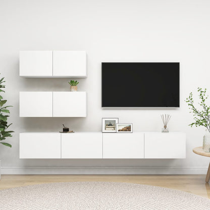 3078711 vidaXL 4 Piece TV Cabinet Set White Engineered Wood (801472x2+801481x2)