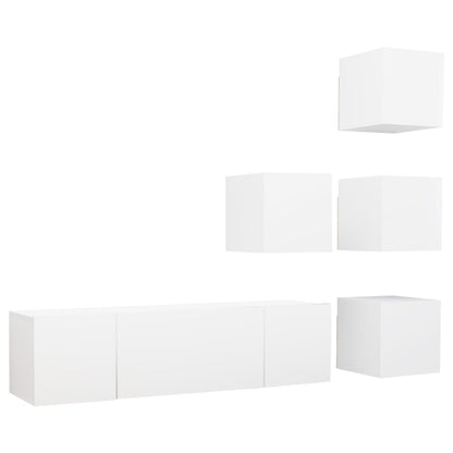 3078720 vidaXL 6 Piece TV Cabinet Set White Engineered Wood (804483+804509)