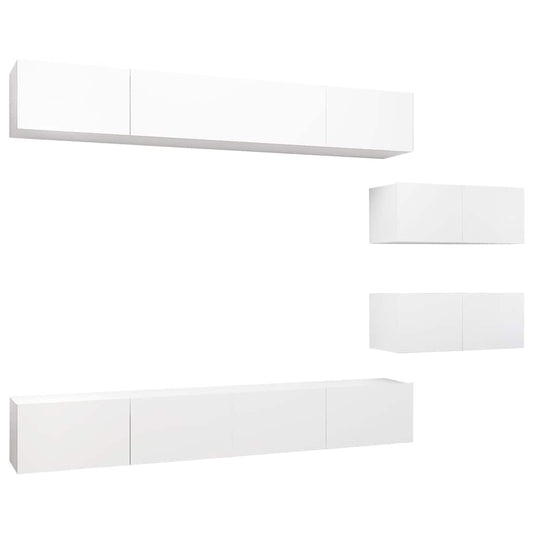 TV Cabinet Set |  Set of 6 | White | Engineered wood