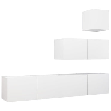 4 Piece TV Cabinet Set White Engineered Wood