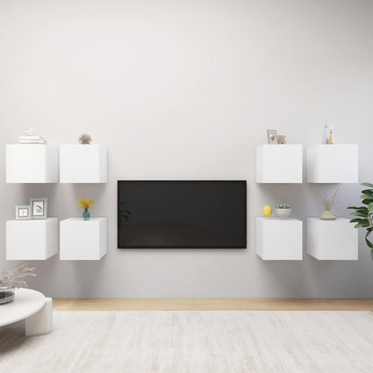 TV Cabinet | Set of 8 | White | Engineered wood | Small