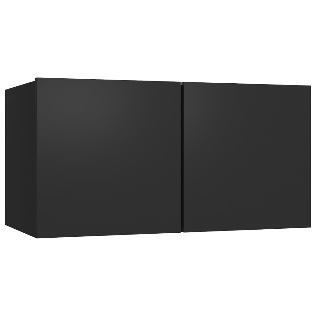 4 Piece TV Cabinet Set Black Engineered Wood