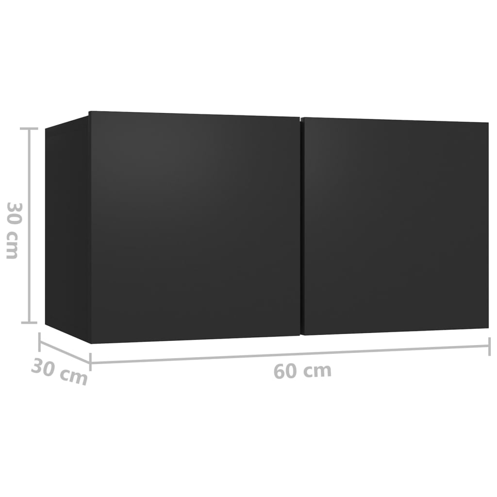 5 Piece TV Cabinet Set Black Engineered Wood