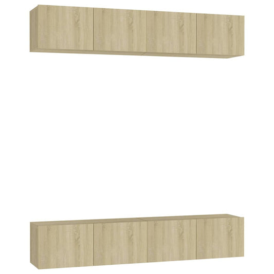 TV Cabinet | Set of 4 | Sonoma Oak | Engineered Wood | Medium