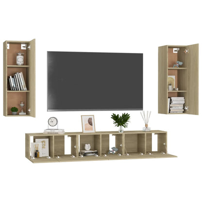 5 Piece TV Cabinet Set Sonoma Oak Engineered Wood