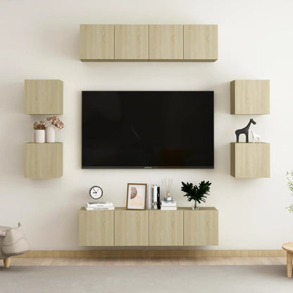 3078961 vidaXL 8 Piece TV Cabinet Set Sonoma Oak Engineered Wood (2x804518+804492)