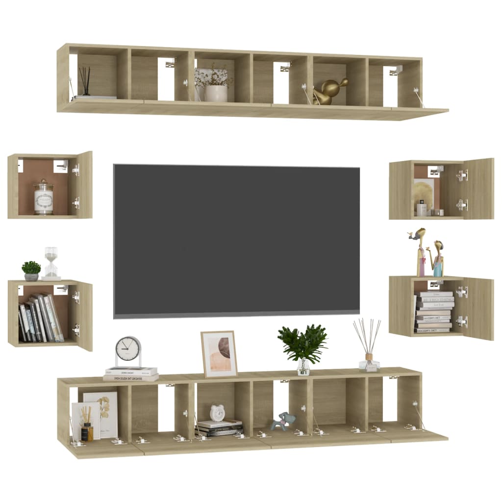 10 Piece TV Cabinet Set Sonoma Oak Engineered Wood
