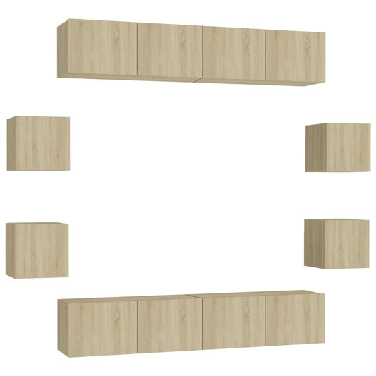 3078963 vidaXL 8 Piece TV Cabinet Set Sonoma Oak Engineered Wood (801475x4+804492)