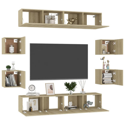 3078963 vidaXL 8 Piece TV Cabinet Set Sonoma Oak Engineered Wood (801475x4+804492)