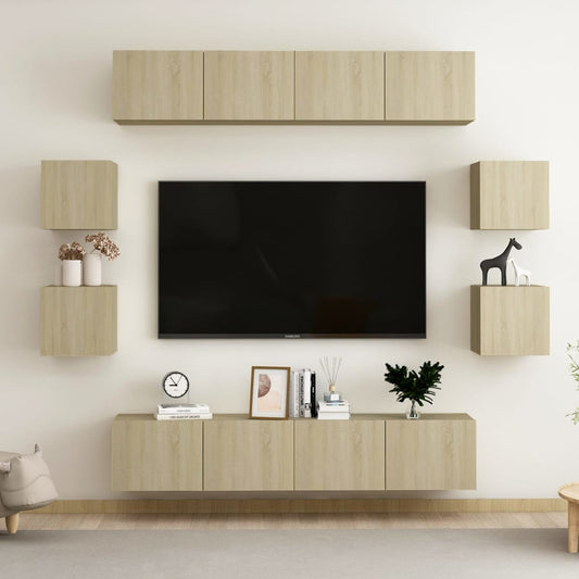 3078963 vidaXL 8 Piece TV Cabinet Set Sonoma Oak Engineered Wood (801475x4+804492)
