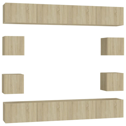 3078964 vidaXL 8 Piece TV Cabinet Set Sonoma Oak Engineered Wood (801484x4+804492)