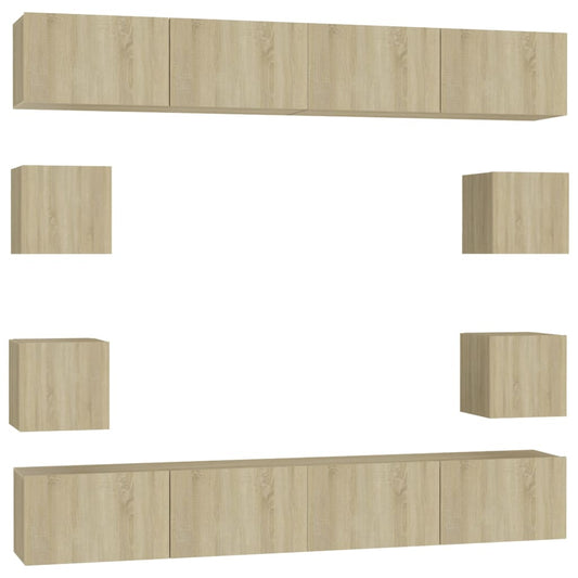 3078964 vidaXL 8 Piece TV Cabinet Set Sonoma Oak Engineered Wood (801484x4+804492)