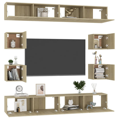 3078964 vidaXL 8 Piece TV Cabinet Set Sonoma Oak Engineered Wood (801484x4+804492)