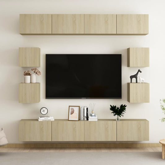 3078964 vidaXL 8 Piece TV Cabinet Set Sonoma Oak Engineered Wood (801484x4+804492)