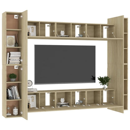 10 Piece TV Cabinet Set Sonoma Oak Engineered Wood