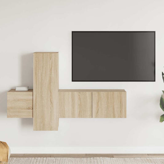 3 Piece TV Cabinet Set Sonoma Oak Engineered Wood