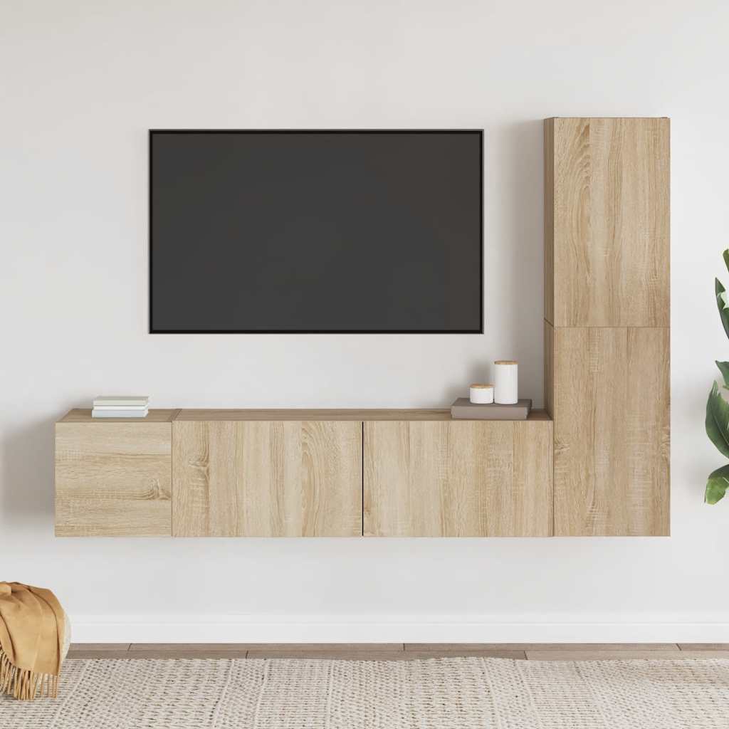 3 Piece TV Cabinet Set Sonoma Oak Engineered Wood