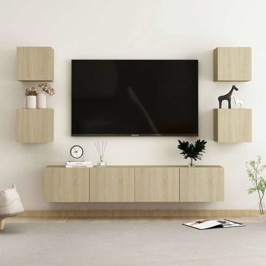 6 Piece TV Cabinet Set Sonoma Oak Engineered Wood