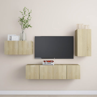 4 Piece TV Cabinet Set Sonoma Oak Engineered Wood