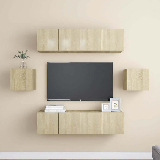 TV Cabinet Set | Set of 6 | Sonoma Oak | Engineered Wood | Medium
