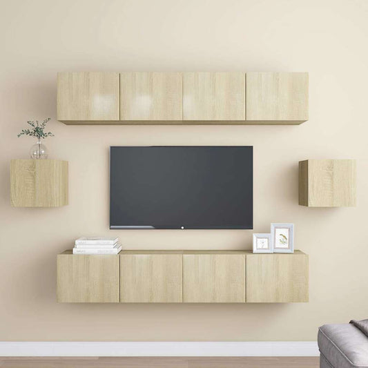 TV Cabinet Set | Set of 6 | Sonoma Oak | Engineered Wood | Medium