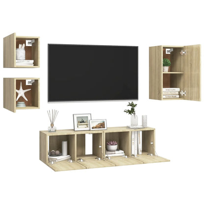 5 Piece TV Cabinet Set Sonoma Oak Engineered Wood