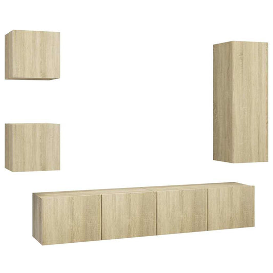 TV Cabinet Set | Set of 5 | Sonoma oak | Engineered wood | Medium