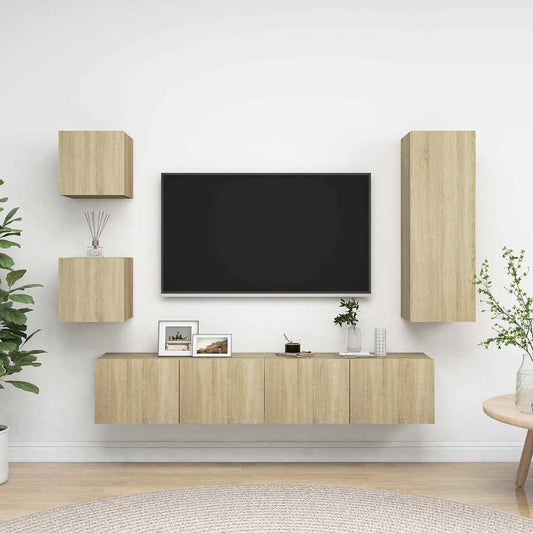TV Cabinet Set | Set of 5 | Sonoma oak | Engineered wood | Medium