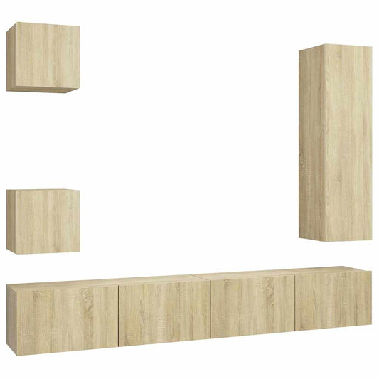 TV Cabinet Set | Set of 5 | Sonoma oak | Engineered wood | Medium