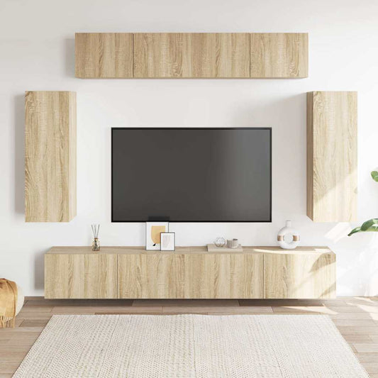 TV Cabinet Set | 6 Piece | Sonoma Oak | Engineered wood | Large