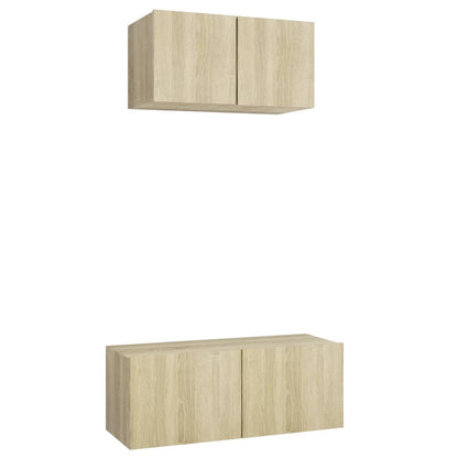 3079015 vidaXL 2 Piece TV Cabinet Set Sonoma Oak Engineered Wood (804517+801475)