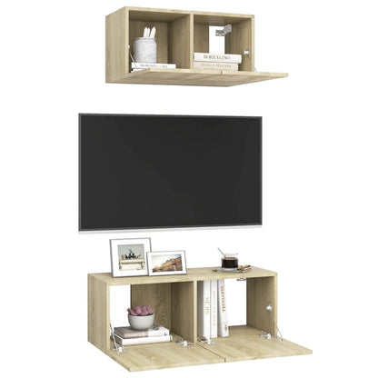 3079015 vidaXL 2 Piece TV Cabinet Set Sonoma Oak Engineered Wood (804517+801475)