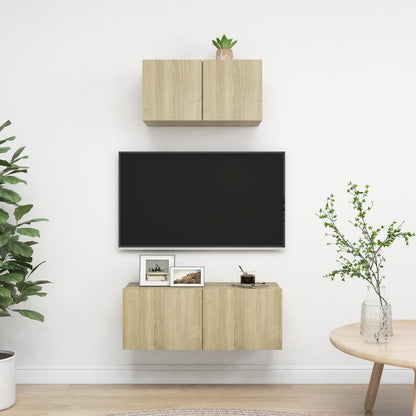 3079015 vidaXL 2 Piece TV Cabinet Set Sonoma Oak Engineered Wood (804517+801475)