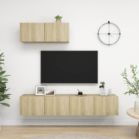 3079016 vidaXL 3 Piece TV Cabinet Set Sonoma Oak Engineered Wood (801475x3)