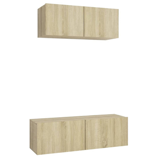 3079017 vidaXL 2 Piece TV Cabinet Set Sonoma Oak Engineered Wood (801475+801484)
