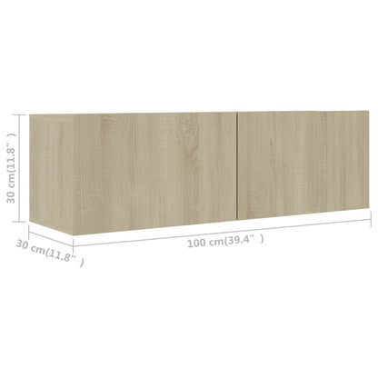 3079017 vidaXL 2 Piece TV Cabinet Set Sonoma Oak Engineered Wood (801475+801484)