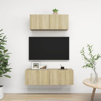 3079017 vidaXL 2 Piece TV Cabinet Set Sonoma Oak Engineered Wood (801475+801484)