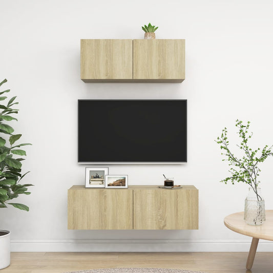 3079017 vidaXL 2 Piece TV Cabinet Set Sonoma Oak Engineered Wood (801475+801484)