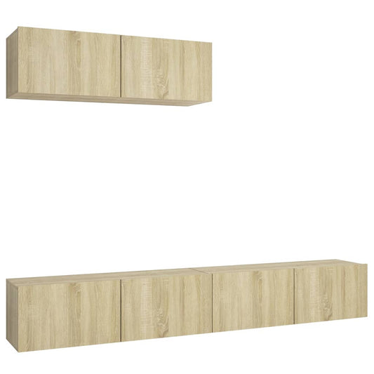 3079018 vidaXL 3 Piece TV Cabinet Set Sonoma Oak Engineered Wood (801484+801484x2)