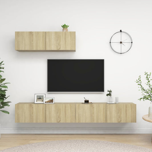 3079018 vidaXL 3 Piece TV Cabinet Set Sonoma Oak Engineered Wood (801484+801484x2)