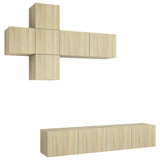 7 Piece TV Cabinet Set Sonoma Oak Engineered Wood