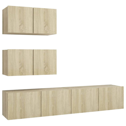3079025 vidaXL 4 Piece TV Cabinet Set Sonoma Oak Engineered Wood (804518+801475x2)