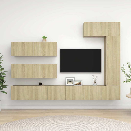 TV Cabinet Set | Set of 7 | Sonoma Oak | Engineered Wood | Moderate