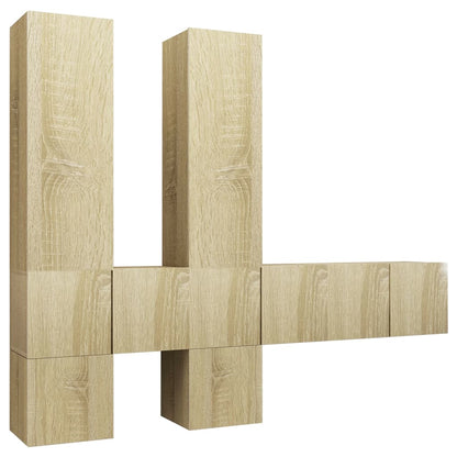 3079033 vidaXL 7 Piece TV Cabinet Set Sonoma Oak Engineered Wood (804491+803351+804519)